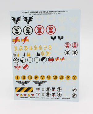 Warhammer 40k Space Marine Vehicle Decals Transfer Sheet - Tabletoploot