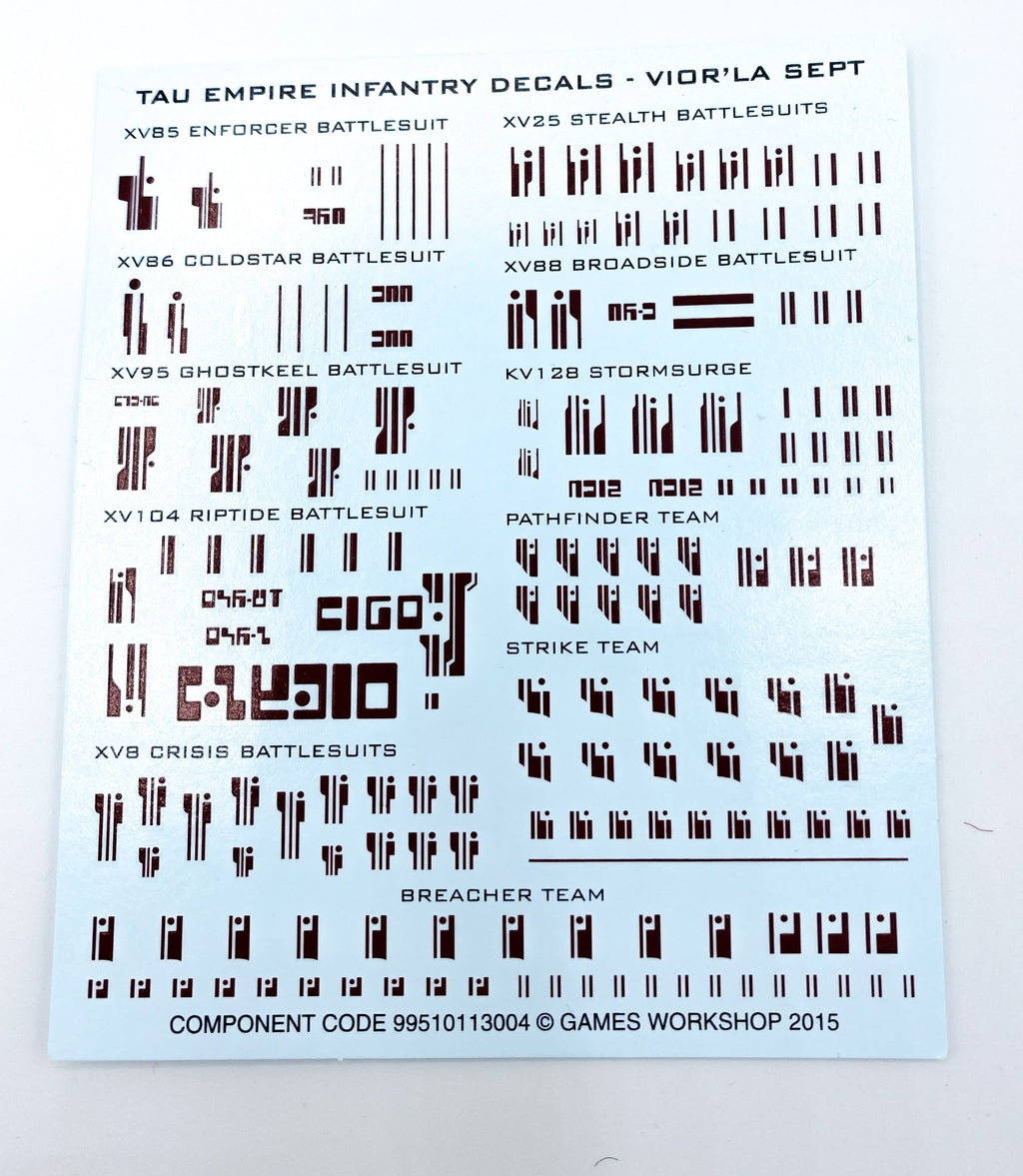 Warhammer 40k Tau Empire Decals Transfer Sheet - Tabletoploot