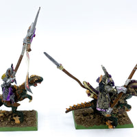 Warhammer Fantasy/AoS Dunkelelfen Echsenreiter aus Zinn sehr detailliert bemalt Games Workshop