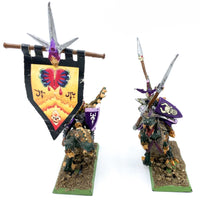 Warhammer Fantasy/AoS Dunkelelfen Echsenreiter aus Zinn sehr detailliert bemalt Games Workshop