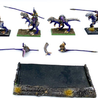 Warhammer Fantasy/AoS Dunkelelfen Echsenreiter aus Zinn sehr detailliert bemalt Games Workshop