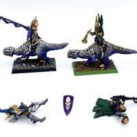 Warhammer Fantasy/AoS Dunkelelfen Echsenreiter größtenteils aus Zinn sehr detailliert bemalt - Tabletoploot