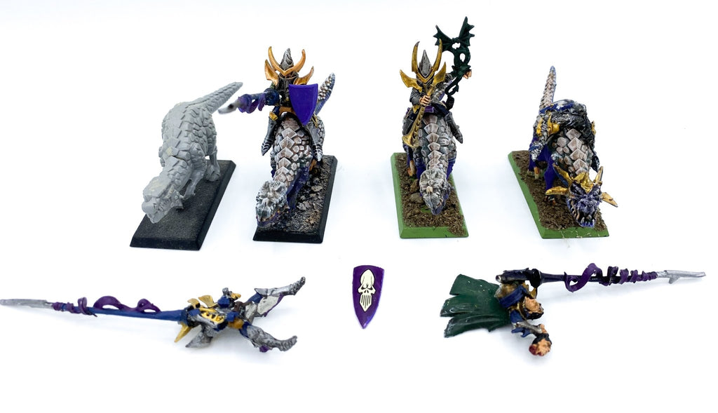 Warhammer Fantasy/AoS Dunkelelfen Echsenreiter größtenteils aus Zinn sehr detailliert bemalt - Tabletoploot