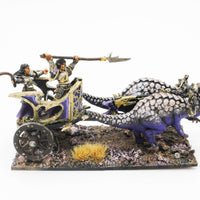 Warhammer Fantasy/AoS Dunkelelfen Echsenstreitwagen aus Zinn sehr detailliert bemalt Games Workshop