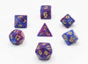 Würfel Set 7 teilig purple-dark blue gold numbers tabletop-universe